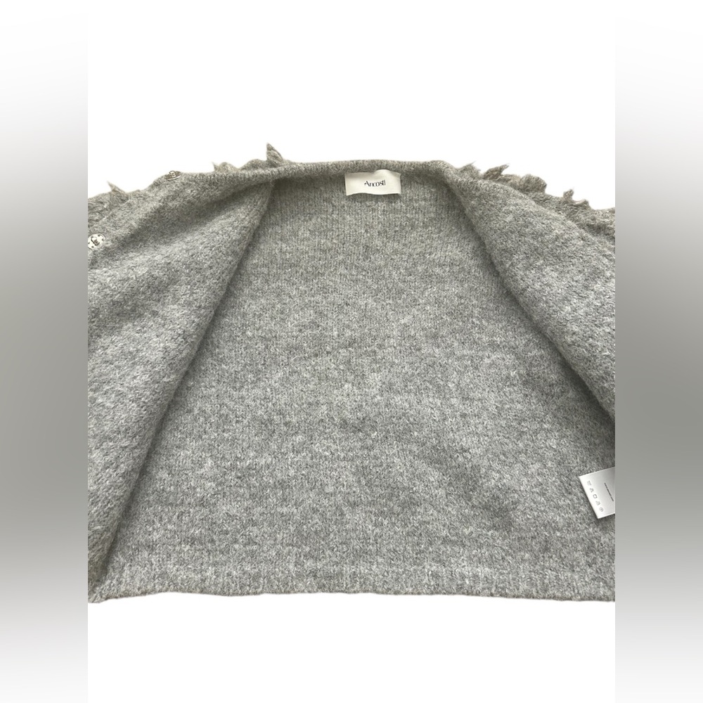 Ancosti Fuzzy Knit Cropped Cardigan | Gray, Textured Sweater, Size M - Picture 4 of 6